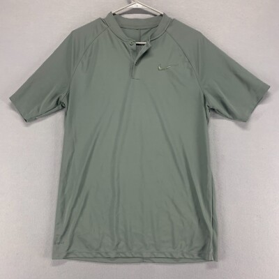 Nike Polo Shirt Mens Medium Gray Dri-fit Active Top Logo Athletic Gym