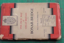 vintage 1959 Ordnance Survey cloth map BONAR BRIDGE sheet21  1 inch : 1 mile