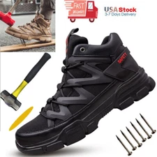 Mens Safety Work Boots Indestructible Jogging Boots Lace High Top Steel Toe Cap