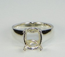 Oval Comfort Fit Sterling Silver Ring Setting Pre Notched 10x8mm Jewelry