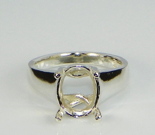 Oval Comfort Fit Sterling Silver Ring Setting Pre Notched 10x8mm Jewelry