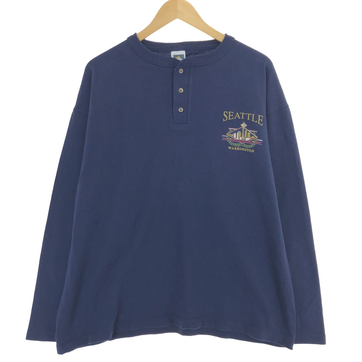 Vintage 90'S COTTON DELUXE Henley neck long T-shirt long