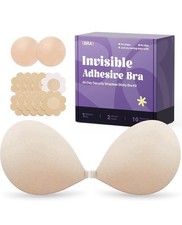 Invisible Strapless Sticky Bra Push Up For Women B Cup, Light Beige