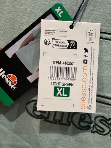 Ellesse light green logo tee NEW t-shirt size XL UK size 14-16 BNWT chest 46" - Picture 3 of 8