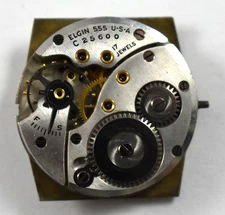 Vintage Elgin Manual Wind 17J 555 Wrist Watch Movement lot.ra