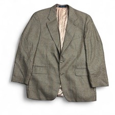Ralph Lauren Polo University Club Blazer Mens 44R Brown Houndstooth Wool Silk