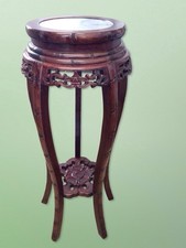 Hand Carved Red Wood Chinese Marble Top Hall Console Table,Pedestal,plant Stand