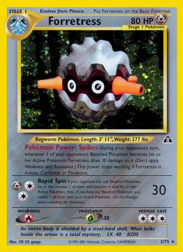 Forretress - 2/75 - Pokemon Neo Discovery Unlimited Holo Rare Card WOTC NM