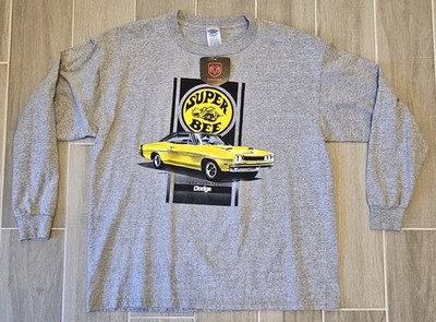 NWT Dodge Super Bee 1969 Coronet Men T-Shirt Long Sleeve Size Large Gray Vintage