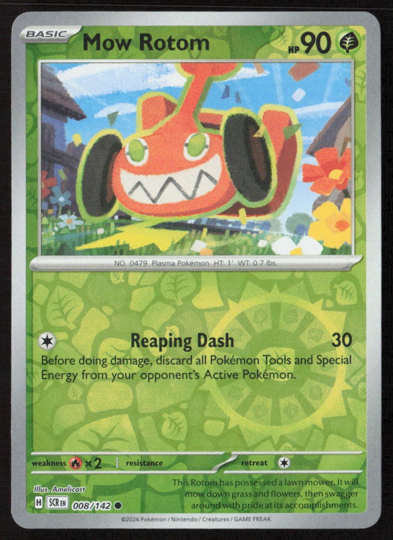 Mow Rotom 8/142 Common Stellar Crown Pokemon Reverse Holo Near Mint