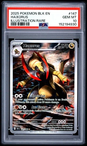 PSA 10 Haxorus 147/086 Pokemon Black Bolt BLK EN Illustration Rare 2025 GEM MINT