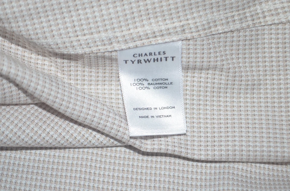 Como Nueva Camisa de Vestir CHARLES TYRWHITT Calce Ajustado Sin Hierro Blanco Algodón 16.5-36 Foto 4 de 4