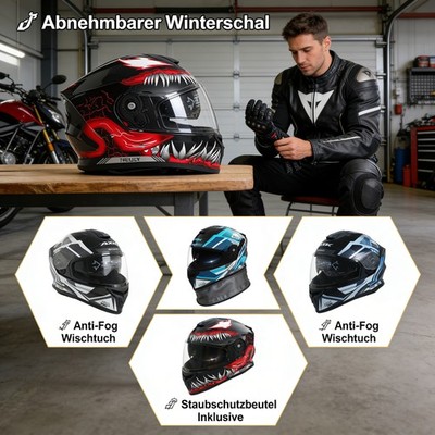 Motorradhelm 54-61cm Doppel Visier Rollerhelm Motorcross Crosshelm 3C DOT