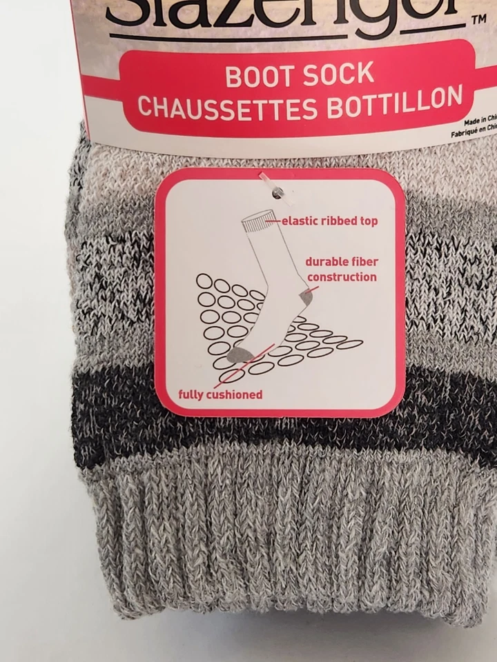 NUEVO CON ETIQUETAS Mujer Slazenger Boot Sox 4 pr Gris Negro talla 9-11 Poli Algodón Viscosa Elast Foto 2 de 4