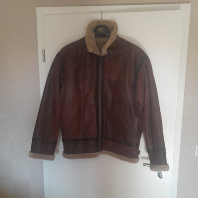 Harry Morell Herren Fliegerjacke Echtleder braun gefüttert Fellkragen Gr. 56