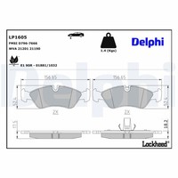 Delphi Bremsbelagsatz Scheibenbremse LP1605 FüR Opel T92 CC J89 Vectra Astra J96