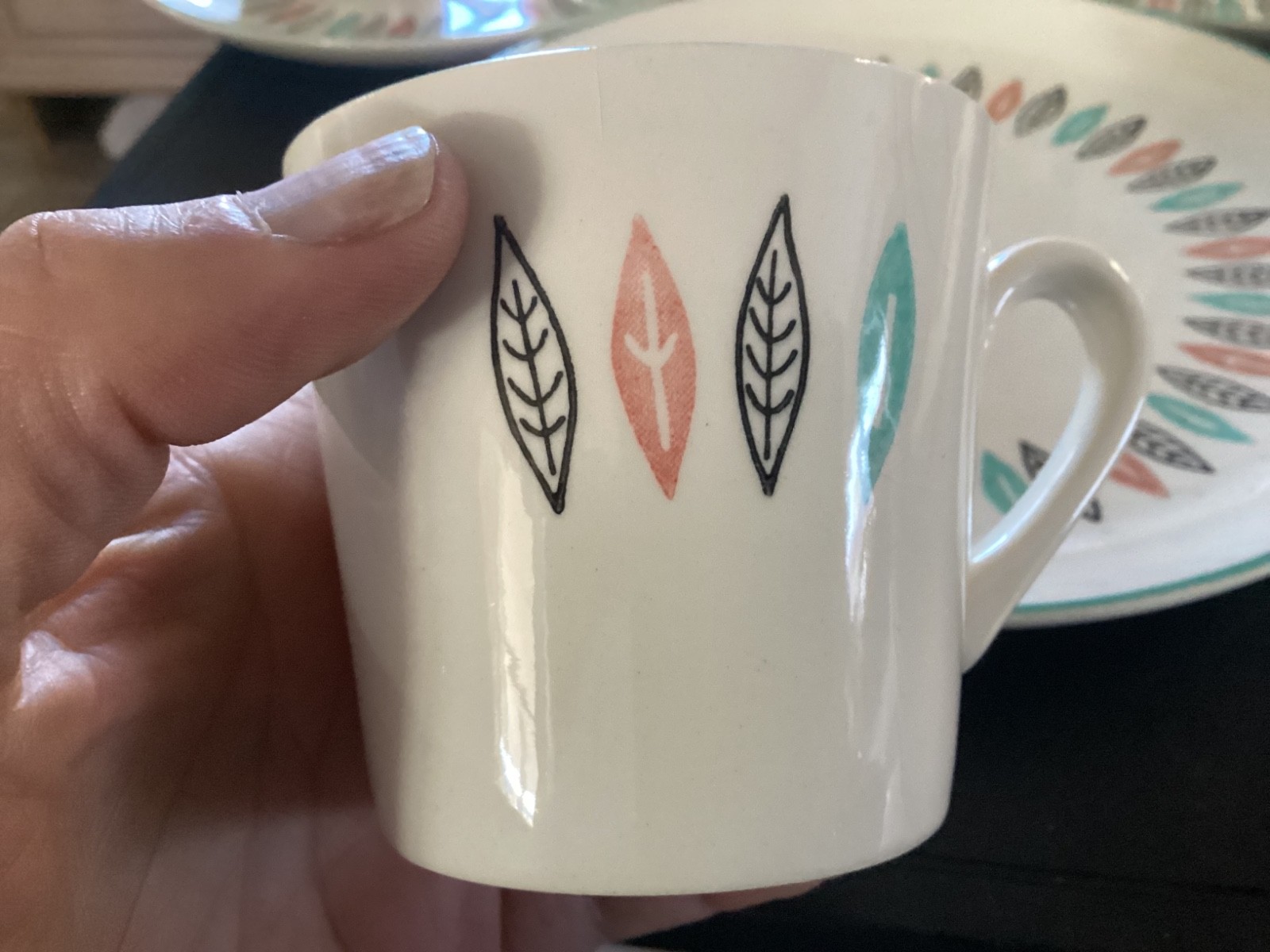 (3) Vintage Marcrest Nordic Mint 10" Dinner Plates & (6) Matching Coffee Cups