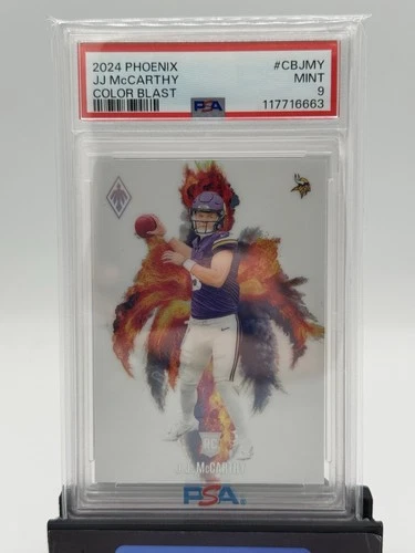 2024 Panini Phoenix Football JJ McCarthy Color Blast SSP Case Hit PSA 9 #CBJMY