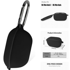 Silicone Case for JBL Vibe Buds 2, JBL Vibe Buds, Soft Flexible Scratch - Black