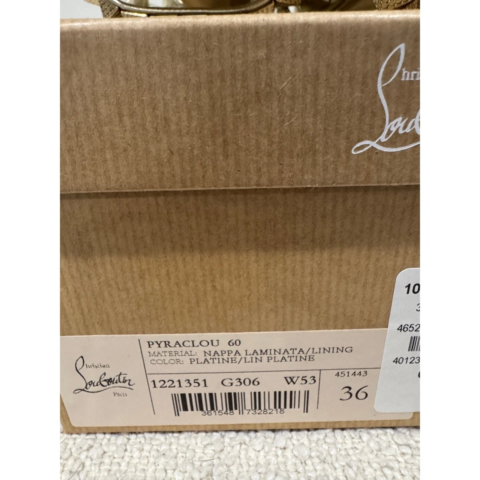 Sandalias de cuña Christian Louboutin Pyraclou 60 plateadas con púas talla 36 nuevas en caja Foto 3 de 4