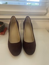 Via Spiga Dark Red Suede Heels, Almond toeapprox.3.5 block heel, comfortable