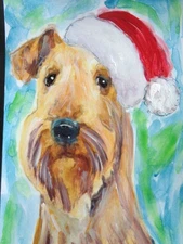 Original CHRISTMAS HOLIDAY  SOFT COATED WHEATEN TERRIER DOG Painting  Art