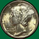 1945 Mercury Dime Brilliant Uncirculated BU Coin #36411