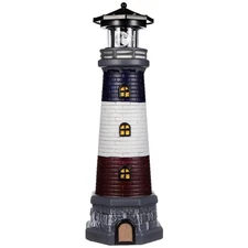 Solar Garden Lighthouse Decor, Resin Waterproof Solar-Powered Lighthouse Stat...