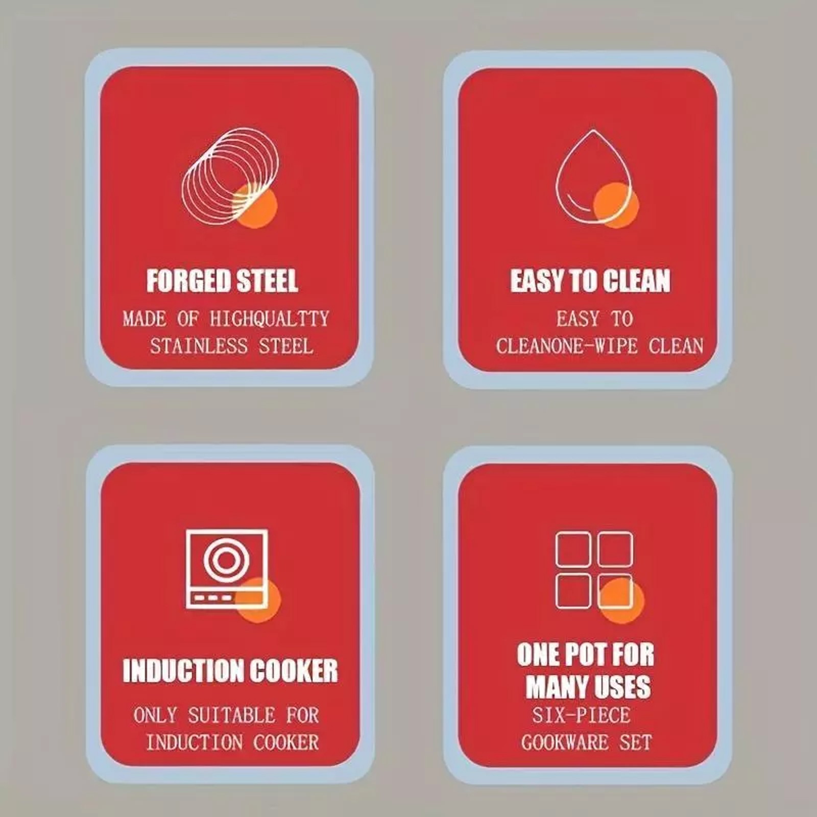 12 Piece Cookware Set Nonstick Pots and Pans Home Kitchen Cooking Non Stick, Red