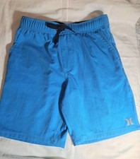 Hurley Boys Hybrid 4 Way Stretch Quick Dry Swim Trunks Blue 2 Pockets Sz 10/12