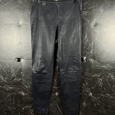 Polo Ralph Lauren Women's Blue Lamb Leather Skinny Pants Medium -Flaws