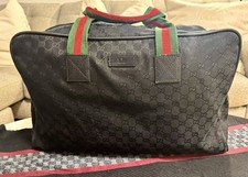 Gucci GG Canvas Web Carry On Black Duffle Bag