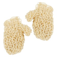 Khaki Sisal Bath Gloves Reusable Exfoliating Mittens for Gentle Body Scrubbing