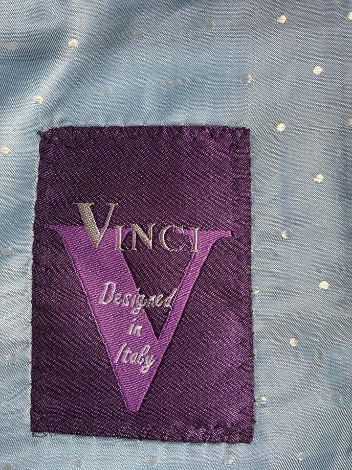 Vinci Tuxedo Jacket Mens Blue Satin Lapel One Button Blazer Designed in Italy - Image 3 of 4