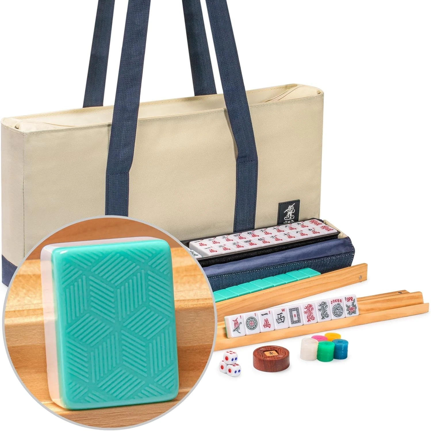 American Mahjong Set Complete Tiles Racks Tote Bag Set