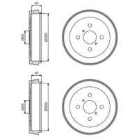 2X Bosch 200Mm Bremstrommeln Hinten Passend FÜR Toyota Yaris Links+Rechts | 0