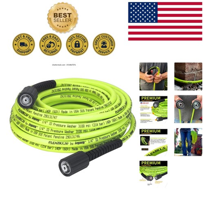 #ad 1 4 in x 50 ft Pressure Washer Hose with M22 Fittings Flexzilla Green $85.99