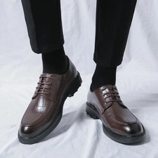 Fashion Men's Lace Up Oxfords Formal Dress Business Wedding Faux Leather Shoes