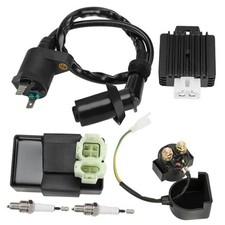 GY6 Ignition Coil Starter Solenoid Voltage Regulator CDI Compatible with Black