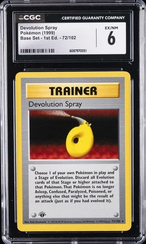 1999 POKEMON BASE SET 1ST EDITION #72 DEVOLUTION SPRAY CGC 6