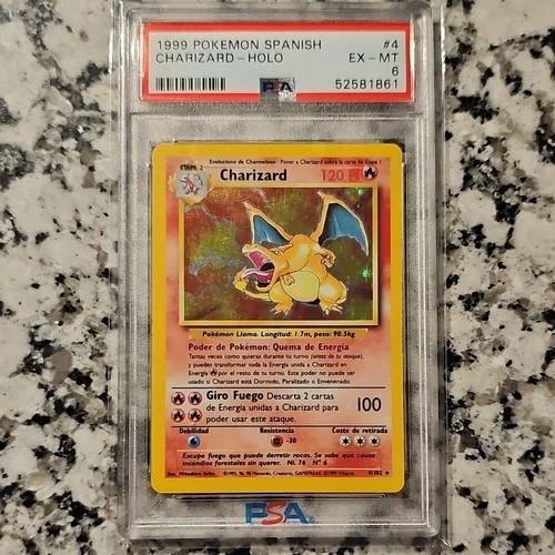 Pokémon 1999 Charizard Base Set Holo Rare Spanish PSA 6 EX-MT 4/102 Wizards