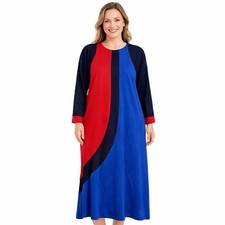 Vintage Vanity Fair Black Blue Red House Dress Robe Night gown 1/2 Zip Velour S