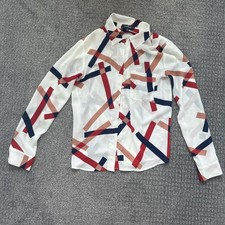 Lulus Camrose White Geometric Print Button-Up...