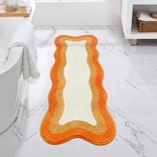 Orange Gradient Bathroom Runner Rug 18x47 Inch Irregular Shape Microfiber