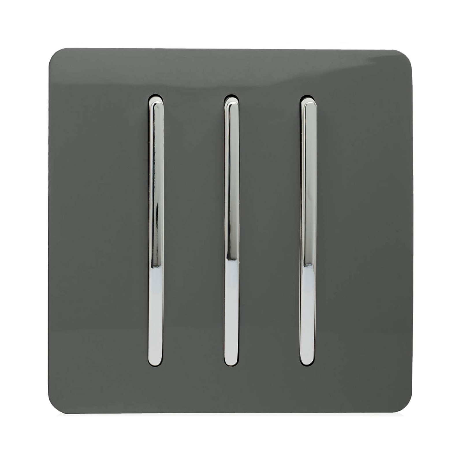 Trendi Switch Trendi 3-Gang 2-Way Glossy Rocker Light Switch Charcoal Chrome Faceplate Art-Ss6ch - Image 2