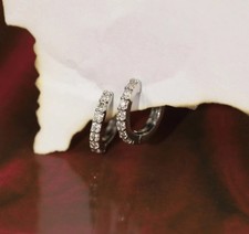 2Ct Lab Created Diamond Round Women's Huggie Hoop Earrings 14K White Gold Plated