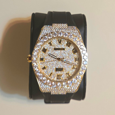42MM Fully Iced Alpha Era Gold w/ Rubber Strap