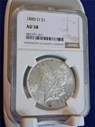 1880-O $1 MORGAN 90% SILVER DOLLAR  NGC AU 58                      #MF-4133