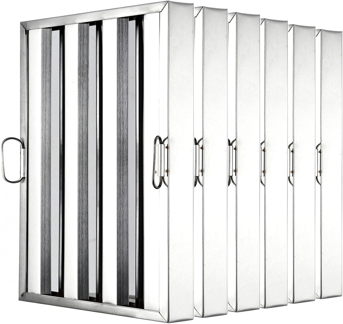 Pack of 6 Hood Filters 430 Stainless Steel 5 Grooves Commercial Hood Filters