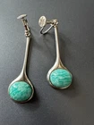 David Andersen Sterling silver amazonite  earrings Norway scandinavian vtg 1138